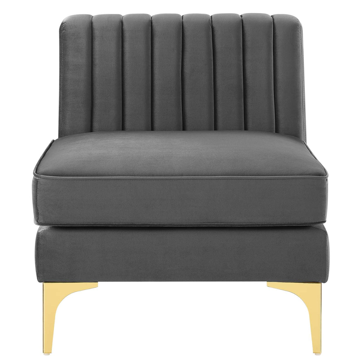 Gray Channel Tufted Performance Velvet Armless Chair A71000
