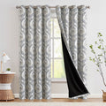 100% Blackout Blue Damask Medallion Curtains 96 in 2 Panels J956695