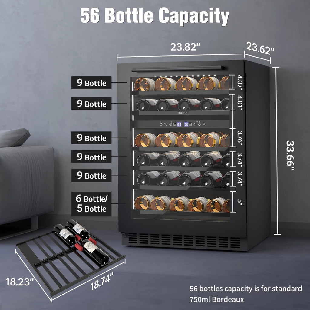 24" 56 Bottle Dual Zone Wine Cooler Refrigerator Q7257