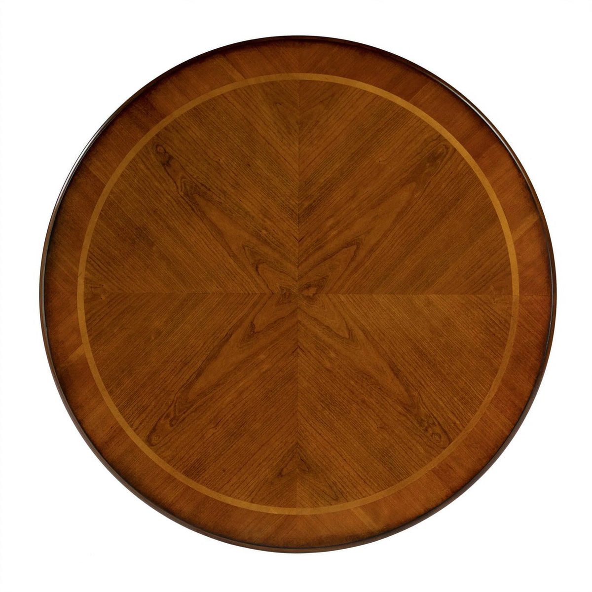 Brown Ribbed Wood Pedestal Foyer Table S581
