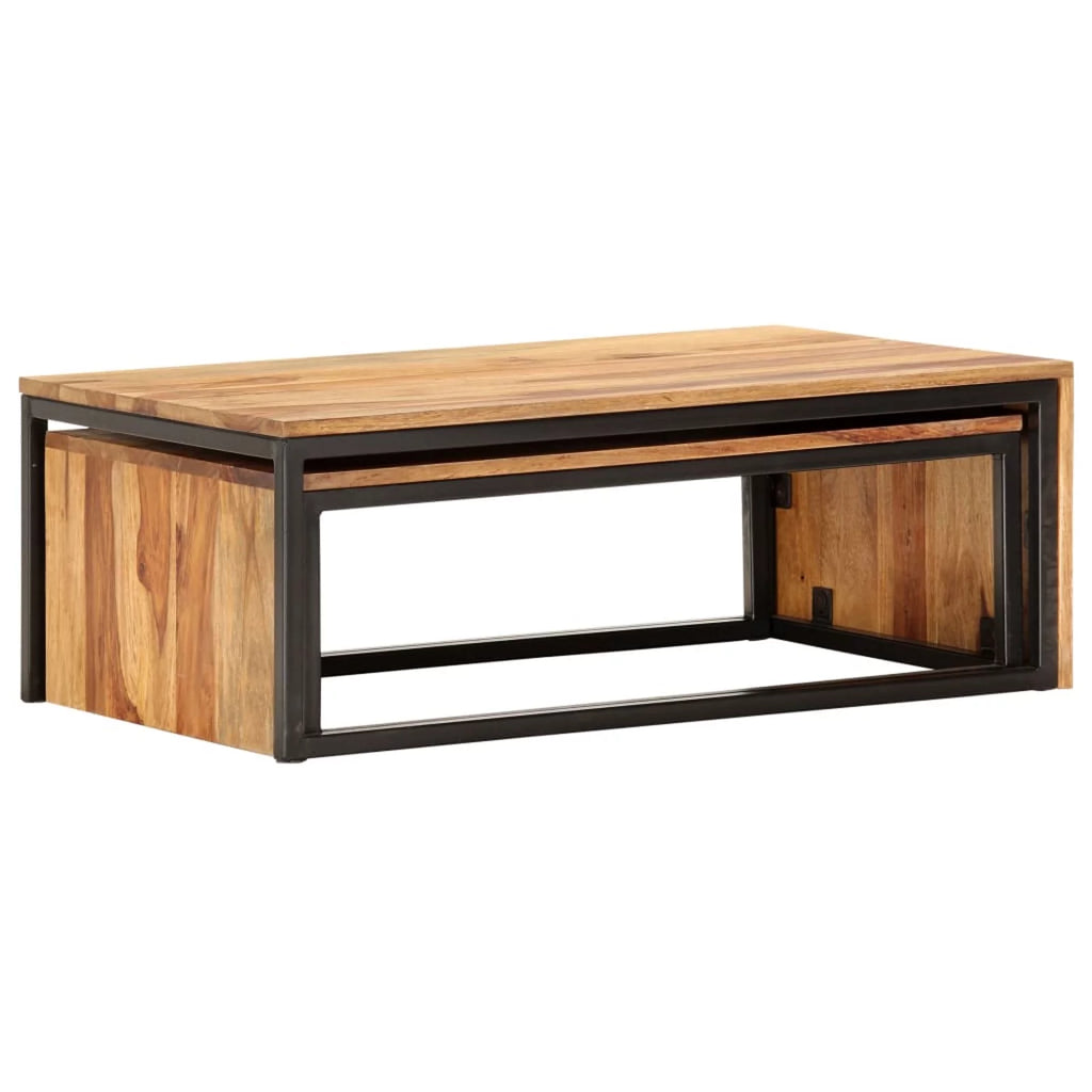 2 pcs Solid Sheesham Wood Nesting Tables J412