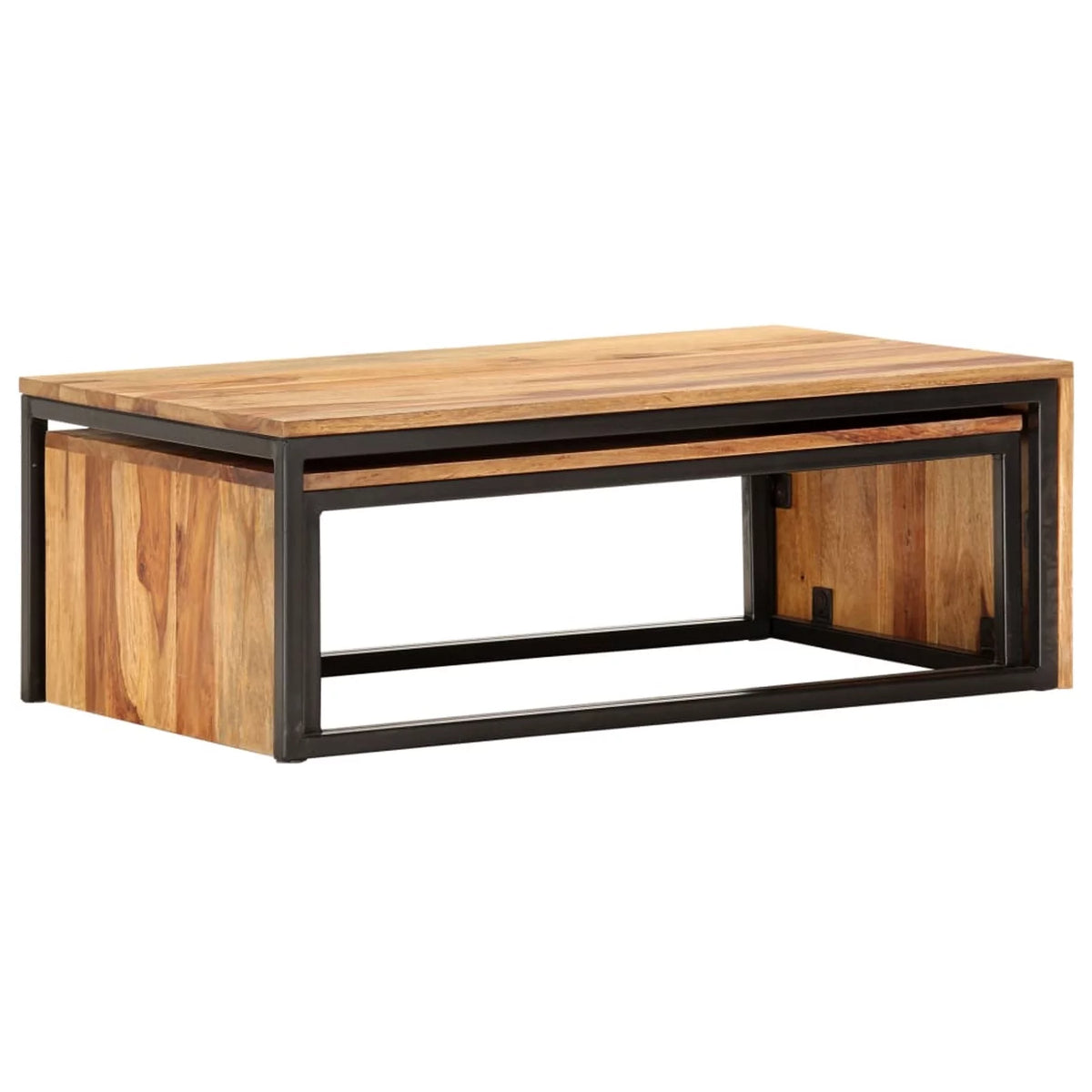 2 pcs Solid Sheesham Wood Nesting Tables J412