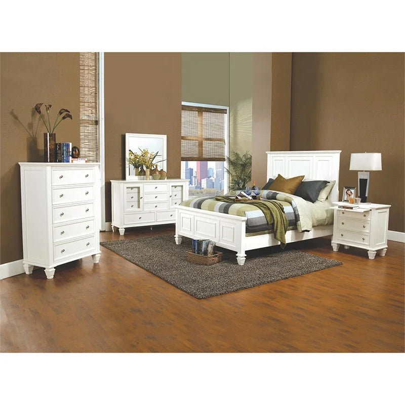 Cream White 5-drawer Rectangular Chest A696