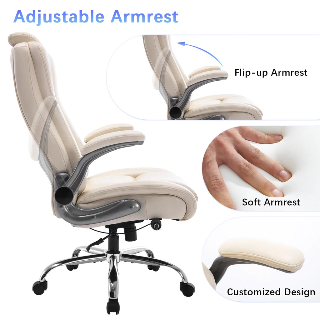 High Back Ergonomic Office Chair with Lumbar Support Flip Arms and Headrest K966