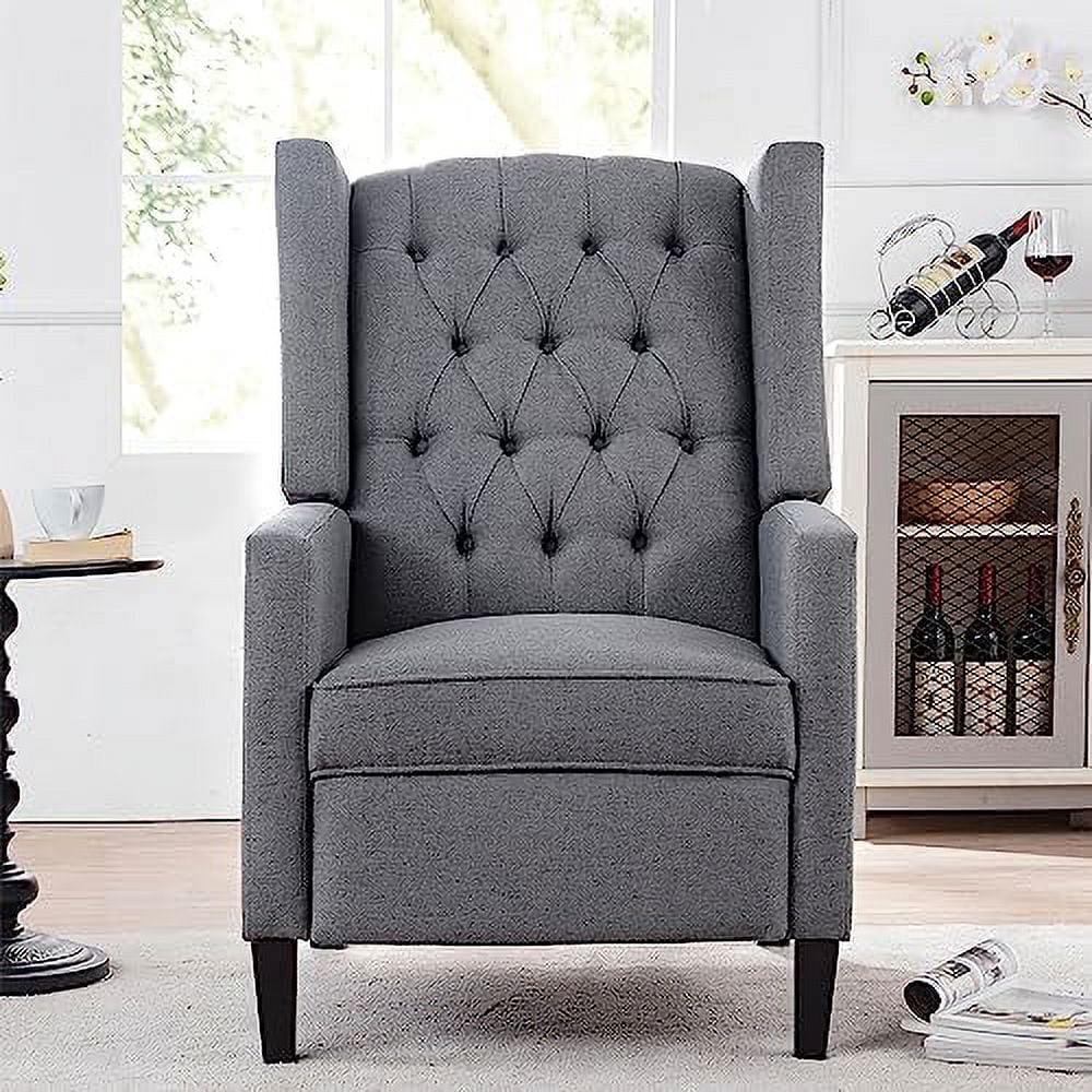 Grey Upholstered Push Back Recliner Chair R913