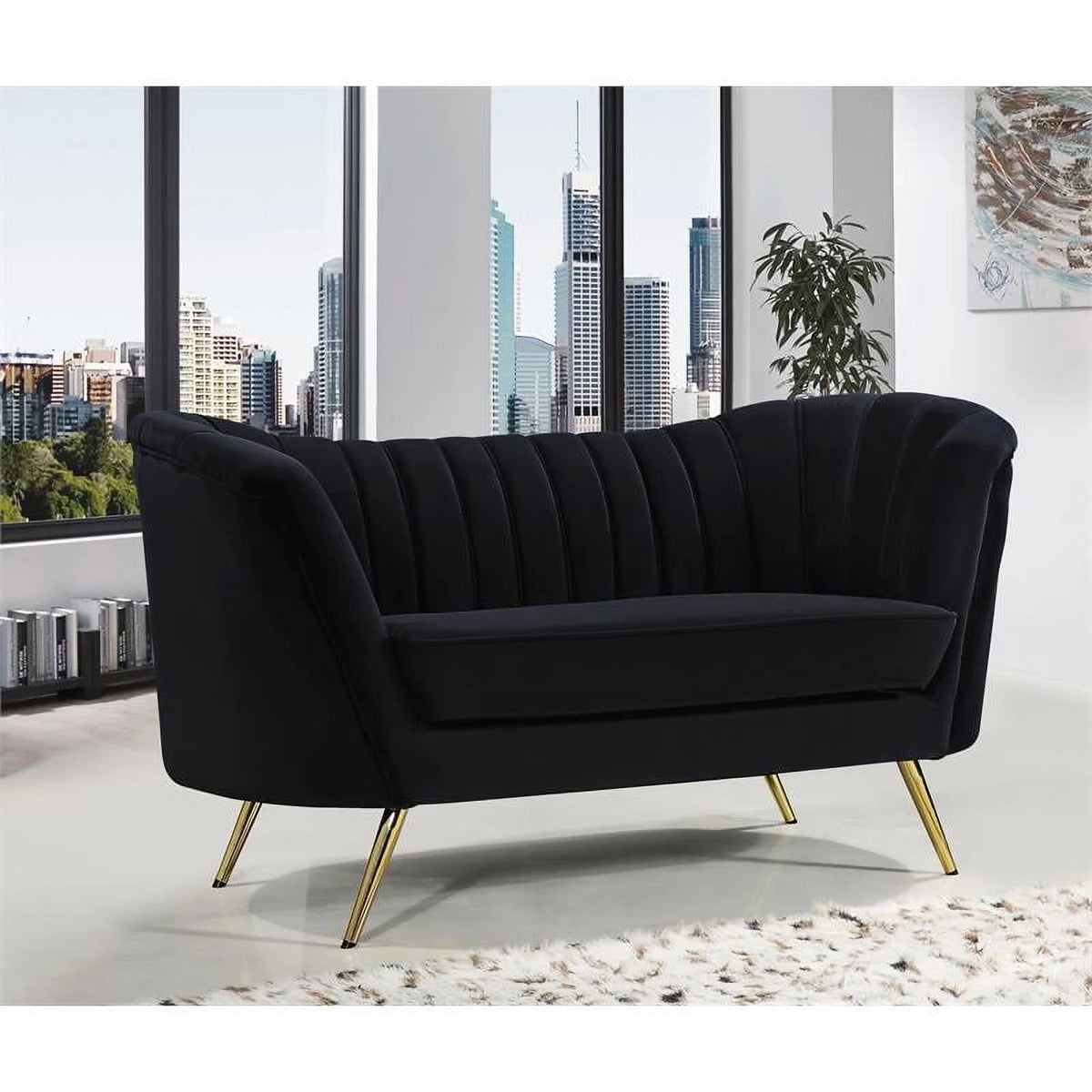 3-Piece Velvet Accent Chair Chaise & Loveseat D344742