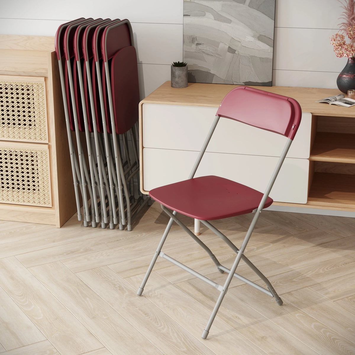 Red Plastic Folding Chair 6 Pack G673