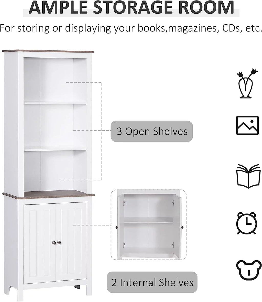 White 3-Tier Double Door Storage Cabinet Y9090