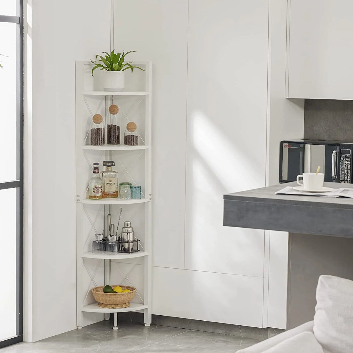 5-Tier Black Corner Shelf Stand I555820