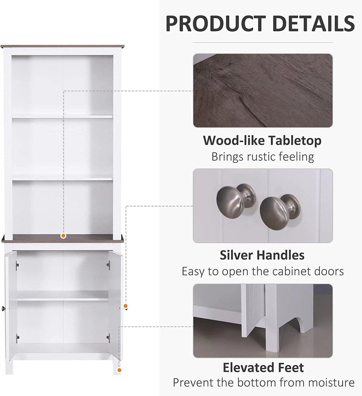 White 3-Tier Double Door Storage Cabinet Y9090