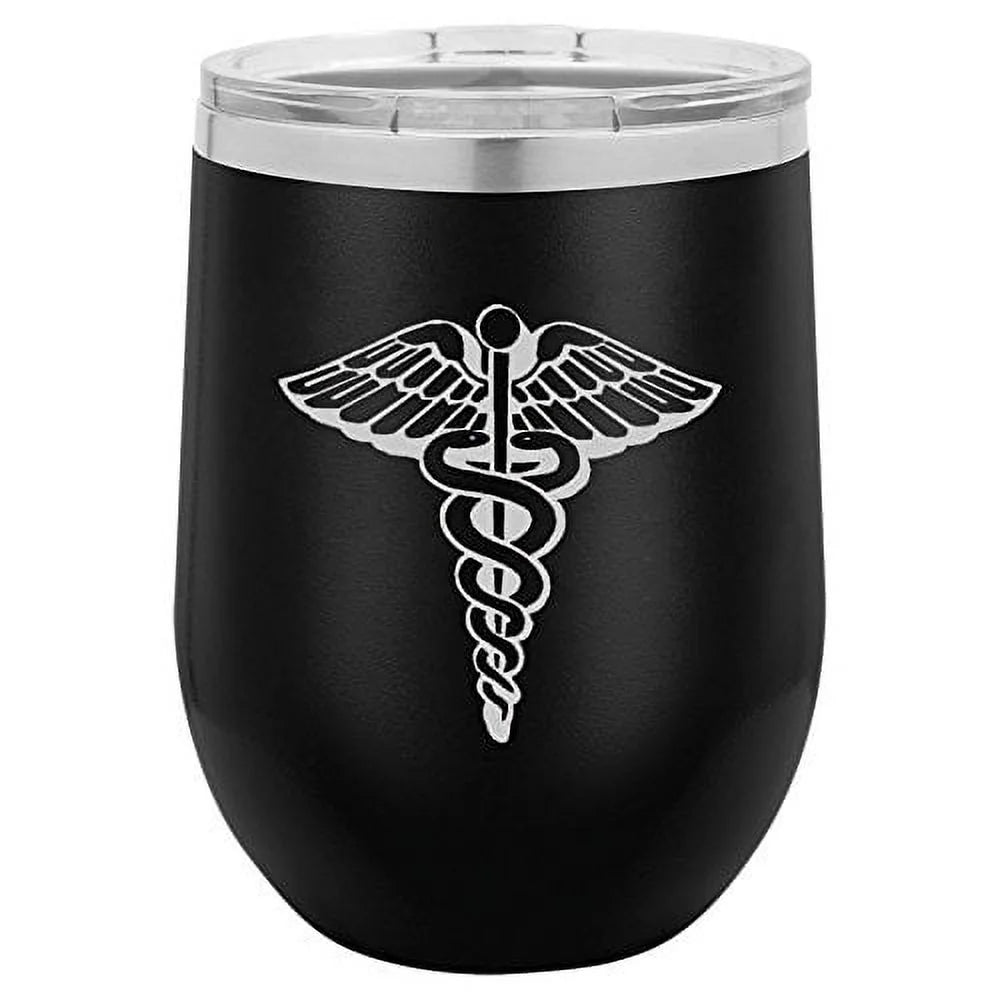 12 oz Double Wall Vacuum Insulated Stainless Steel Stemless Wine Tumbler with Lid T586418