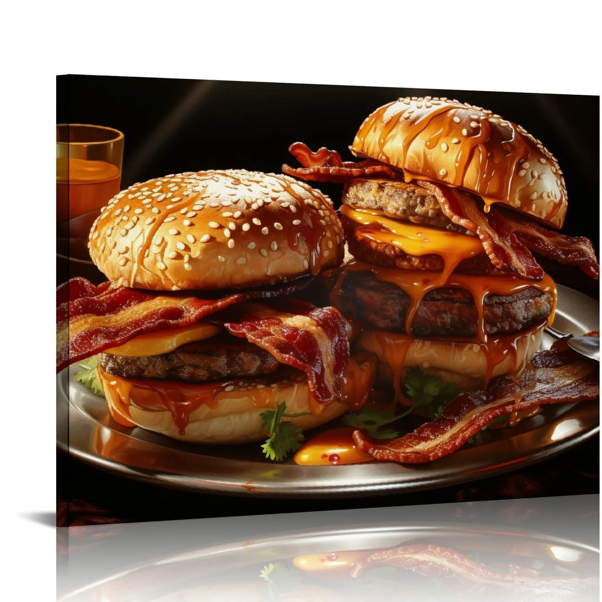 Canvas Wall Art American Burger Stretched and Framed T893792