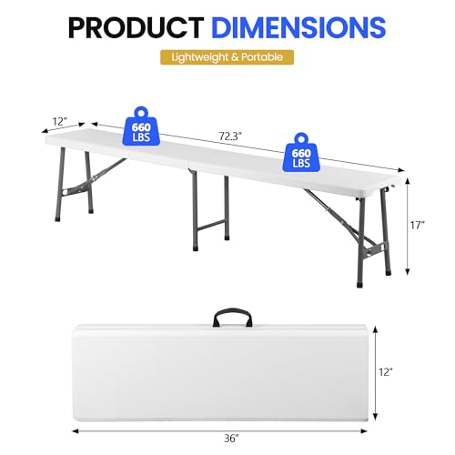 White 6ft Plastic Folding Bench Y851