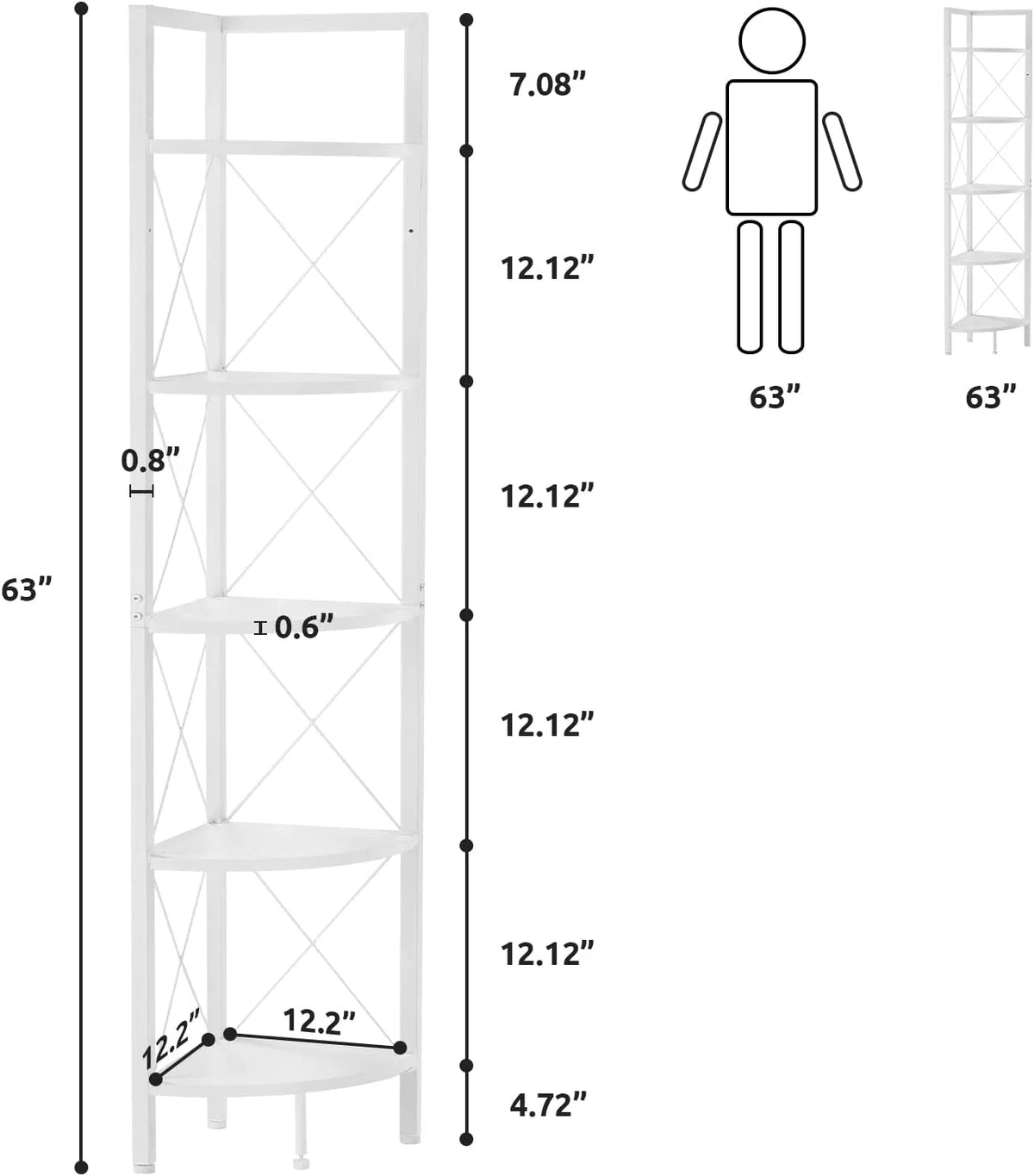 5-Tier Black Corner Shelf Stand I555820