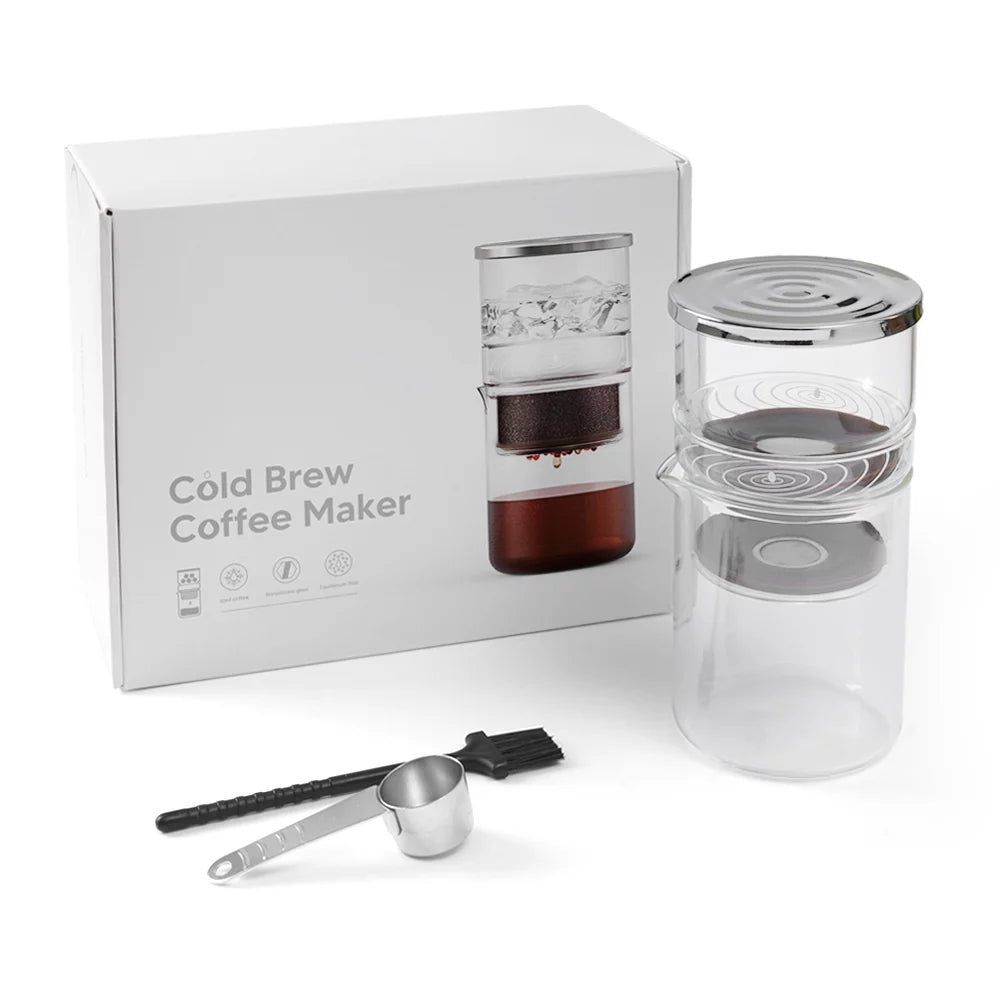 300ml Borosilicate Glass Cold Brew Coffee Maker with Cleaning Brush V122631