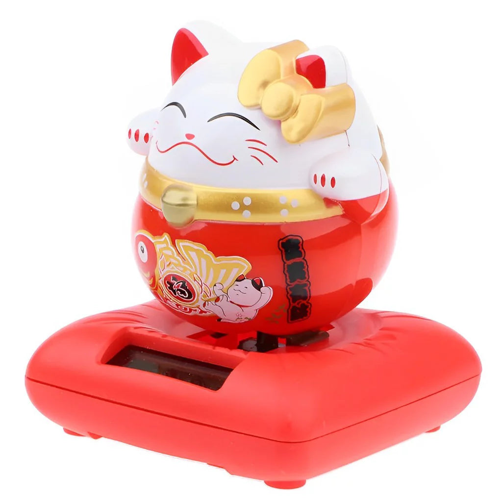 Solar Powered Dancing Toy Lucky Cat Waving Arm Maneki Neko 3 inch Set of 6 T30874