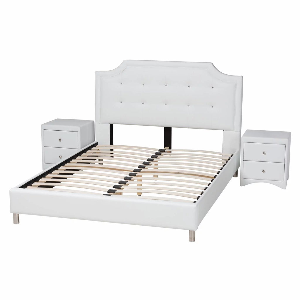 White Faux Leather King Size 3-Piece Bedroom Set H682970