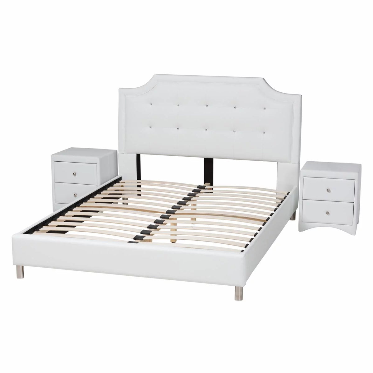 White Faux Leather King Size 3-Piece Bedroom Set H682970