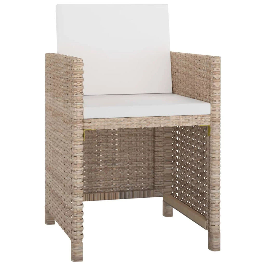 11 Piece Patio Dining Set with Seat Cushion Beige Poly Rattan X516014
