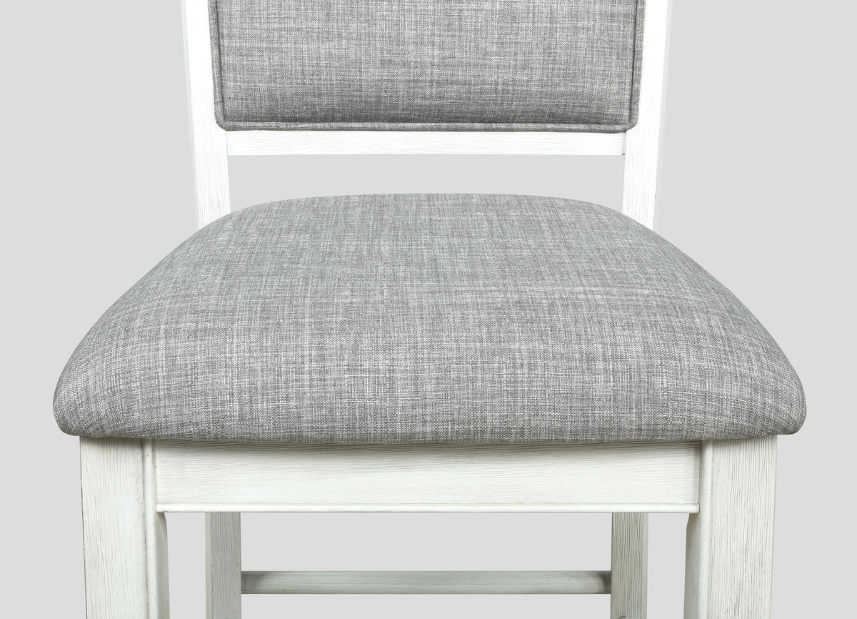 White & Gray Linen Counter Height Bar Stool I757
