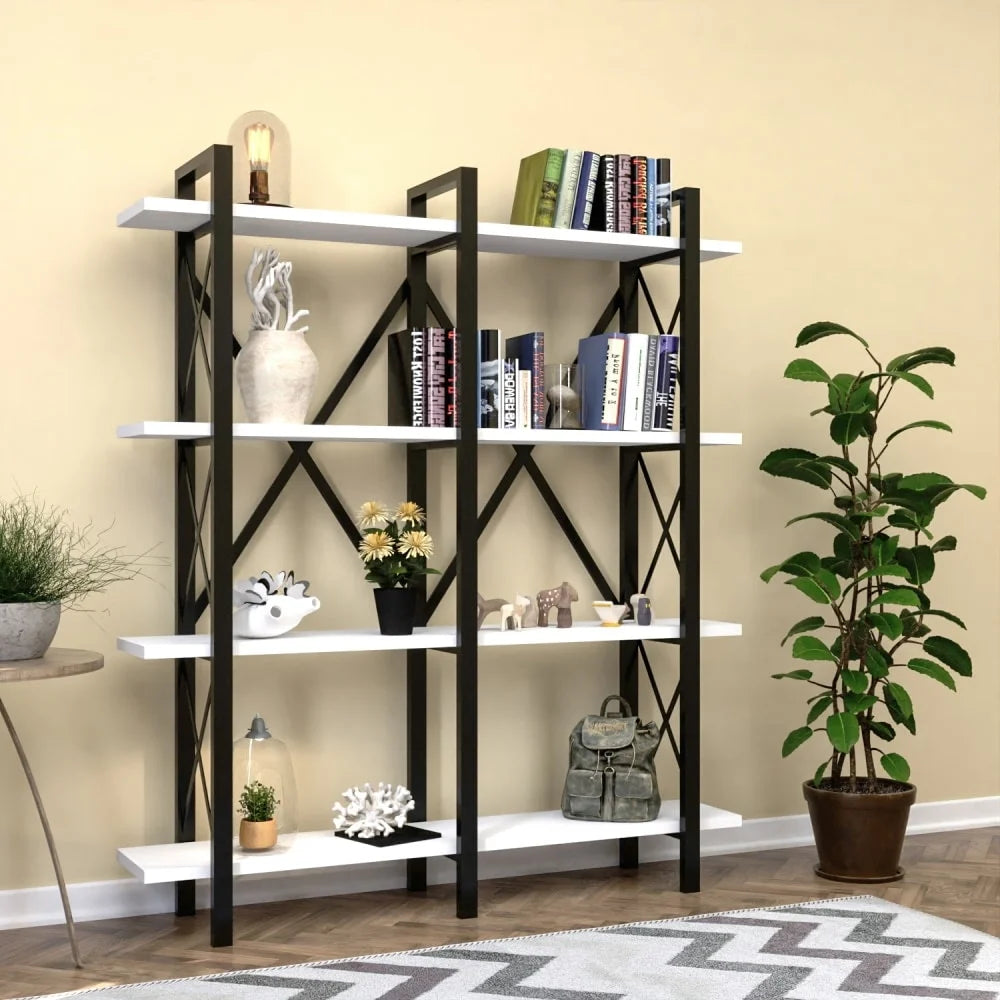 5 Tier Metal Frame Wood Bookcase J575