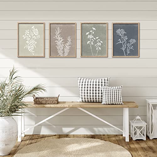 Framed Boho Botanical Print Wall Art Set of 4 Brown 12x16 G9235