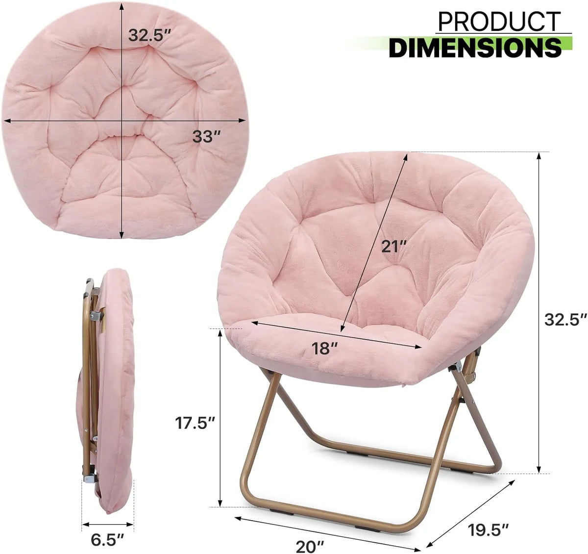 Oversized Foldable Moon Saucer Chair W43451