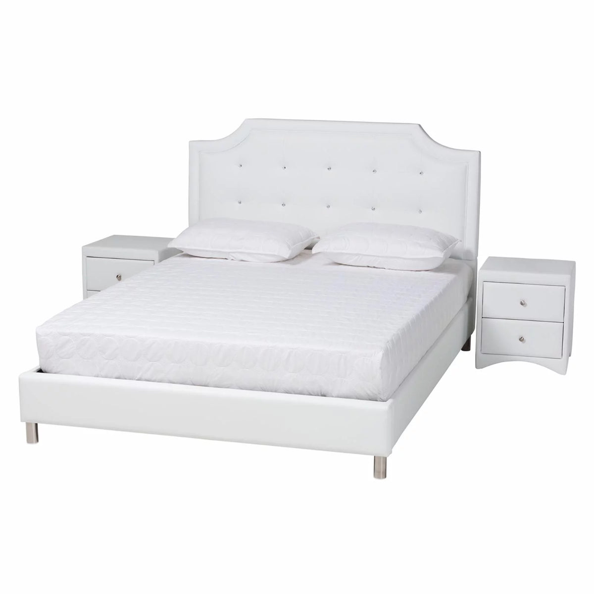 White Faux Leather King Size 3-Piece Bedroom Set H682970