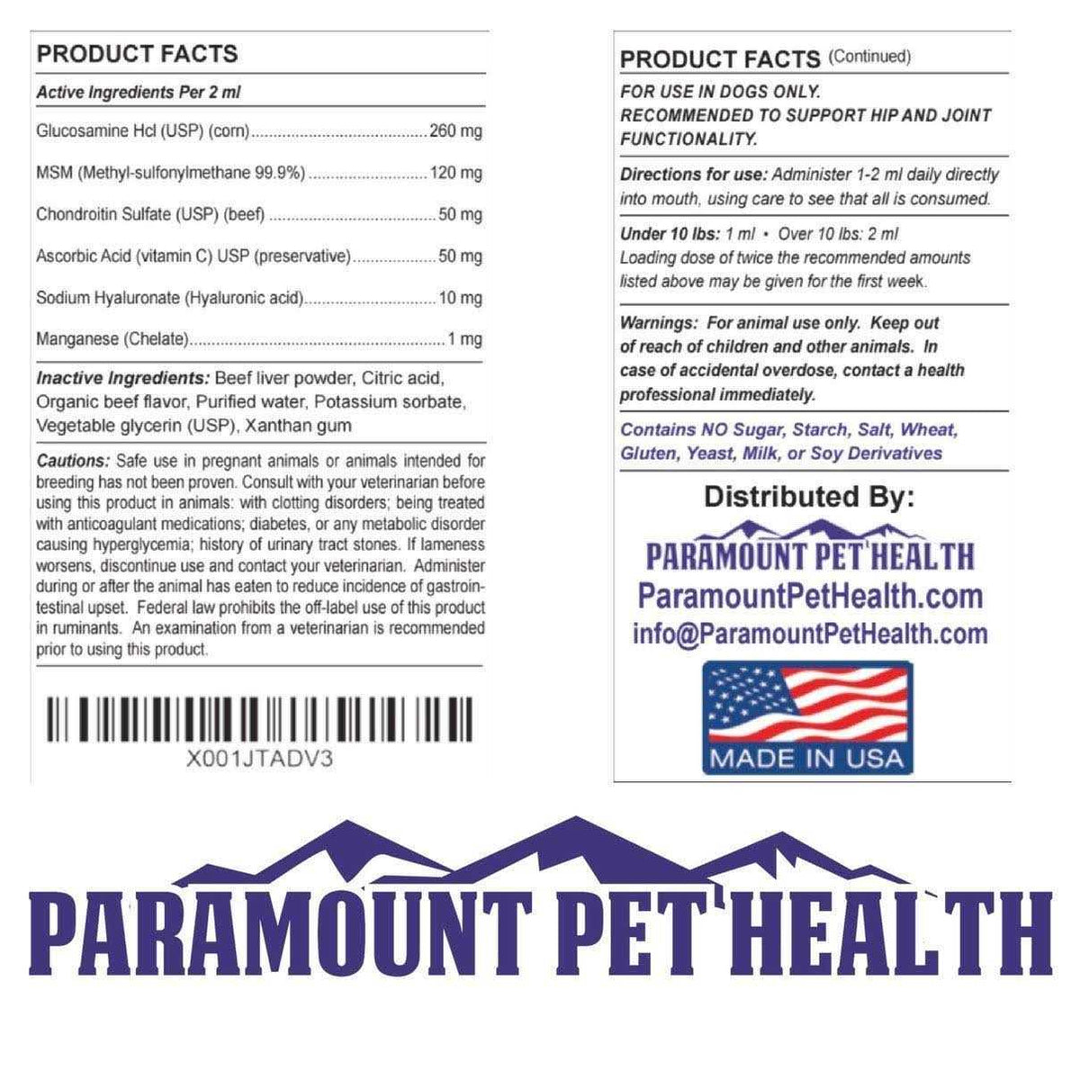 All Natural Glucosamine for Dogs 260mg M3332
