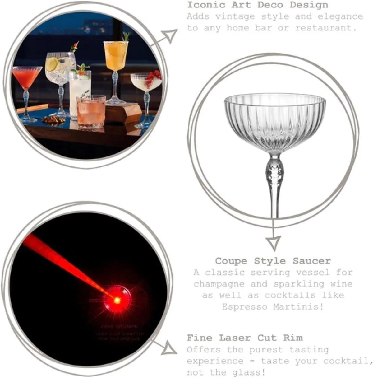 Clear 7.75 Oz Cocktail Coupe Glass Set Of 4 Q19342