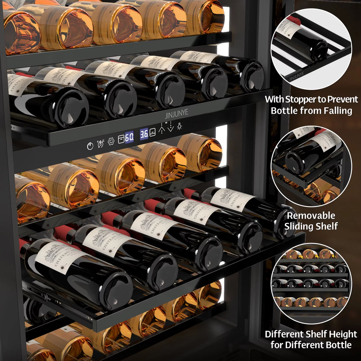 24" 56 Bottle Dual Zone Wine Cooler Refrigerator Q7257