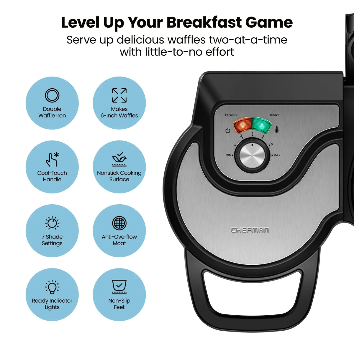 Double Waffle Maker Non Stick Stainless Steel Q58561