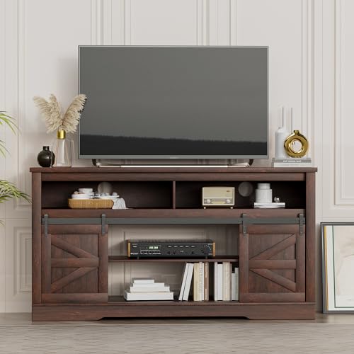 Farmhouse TV Stand for Televisions up to 65 Inches, 58 Inch, Milk White H6015