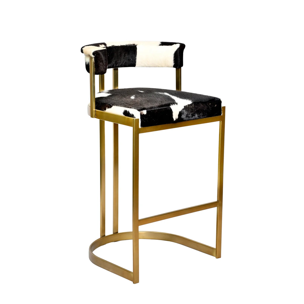 Gold Stainless Steel Chair with Black and White Leather Seat S57400