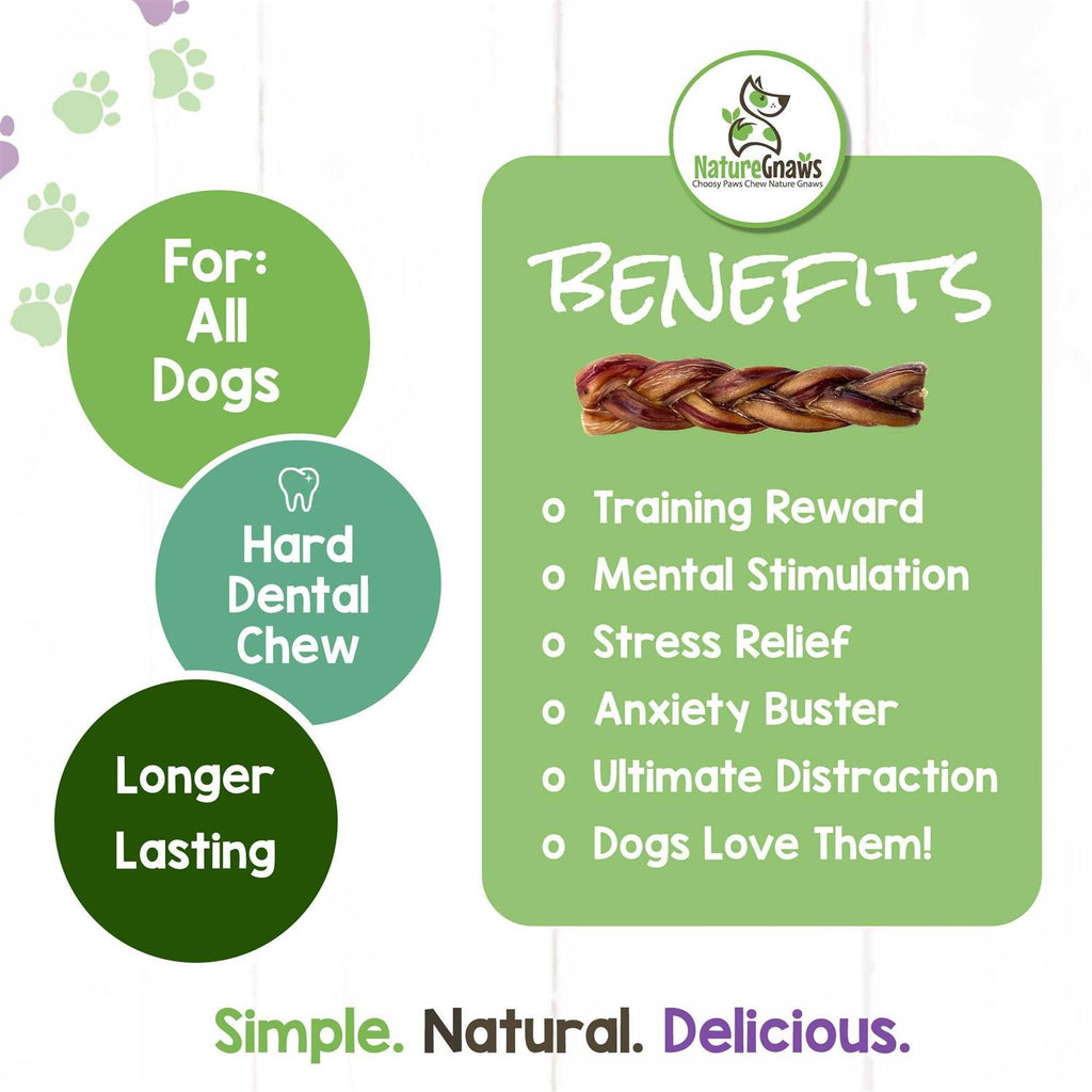 Braided Bully Sticks for Dogs Natural Beef Bones O283
