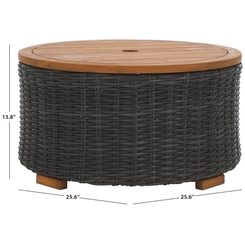 Natural Brown Faux Wicker Storage Coffee Table K623467