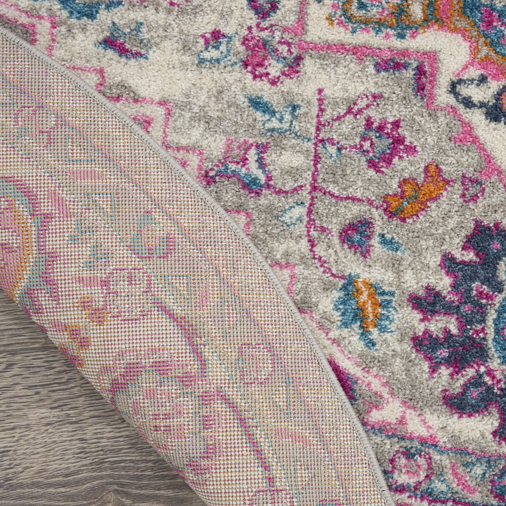 Light Grey Pink 4' Round Area Rug M781