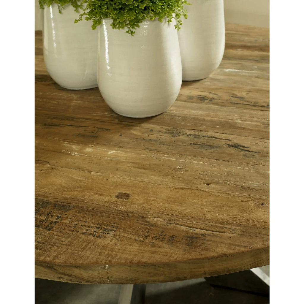 Round Recycled Teak Wood Dining Table K605911