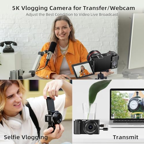 Mirrorless Camera with 16-80 mm 5X Optical Zoom Lens, 3.2 Inch Flip Screen, 4K 30fps Video Camera X1055