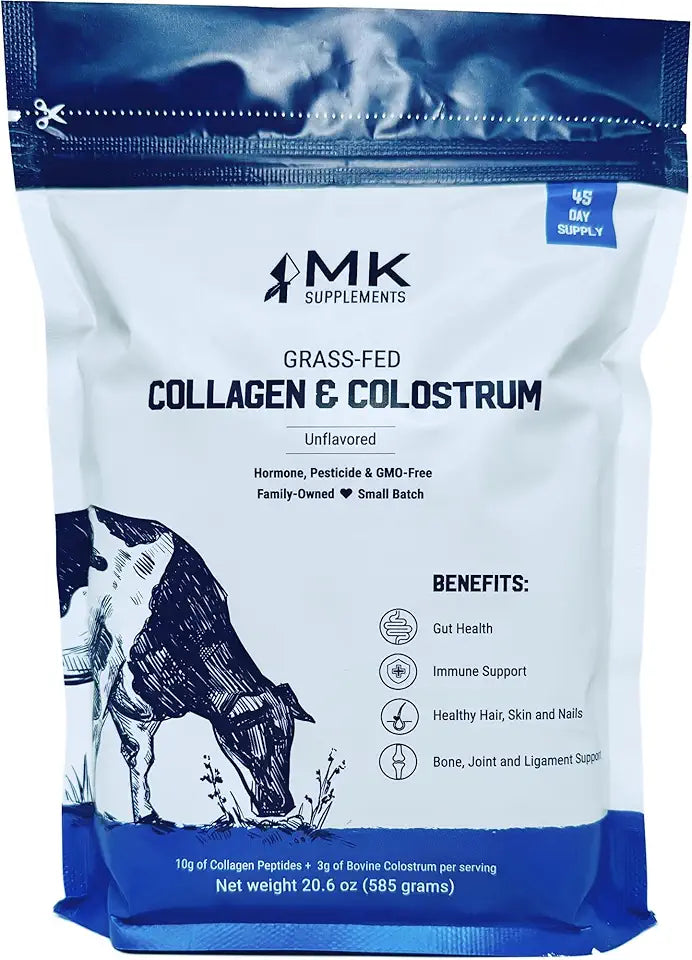 Grass-Fed Collagen & Colostrum Supplement, 45 Servings, Non-GMO, Gluten Free X399
