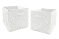 White Floral Rose Fabric Storage Bin Set of 2 V1685