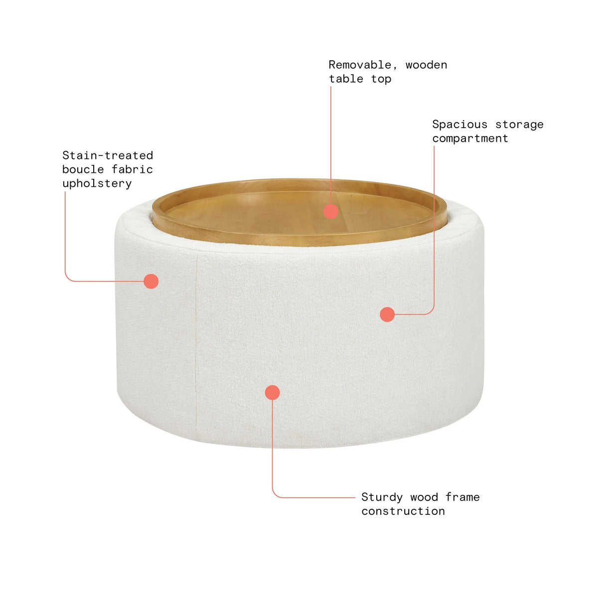 Cream Coffee Table with Storage R61053