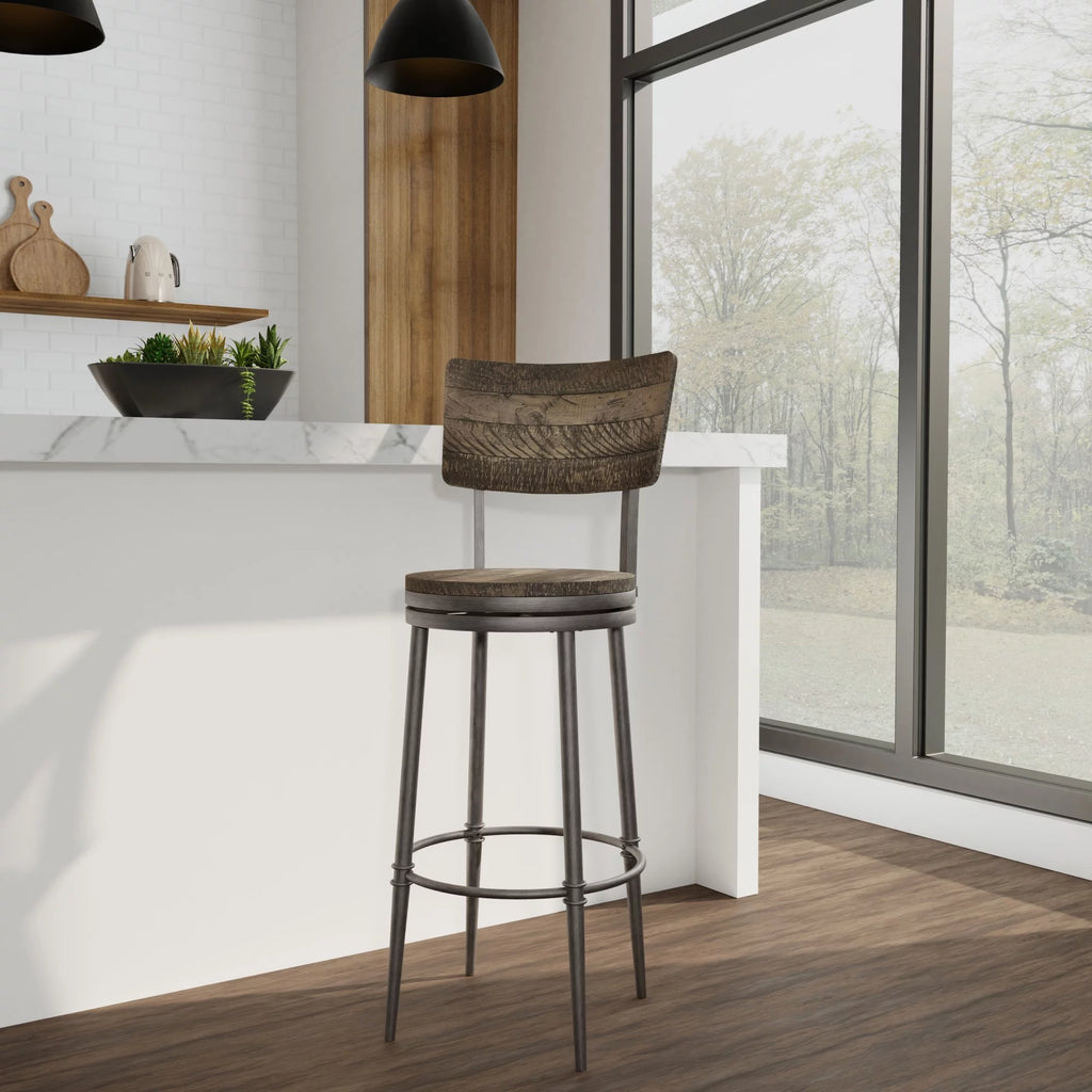 Wood and Metal Swivel Bar Height Stool N908091