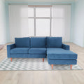 Blue L Shaped Sectional Sofa with Solid Wood Frame W139
