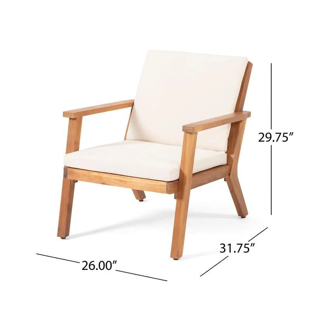 Teak Cream Acacia Wood Club Chair Set of 2 P385023