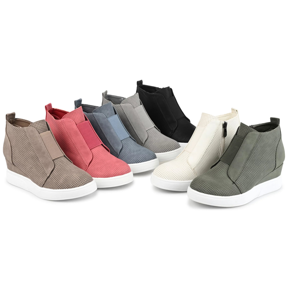 Womens Wide Width Round Toe Wedge Sneakers P33323
