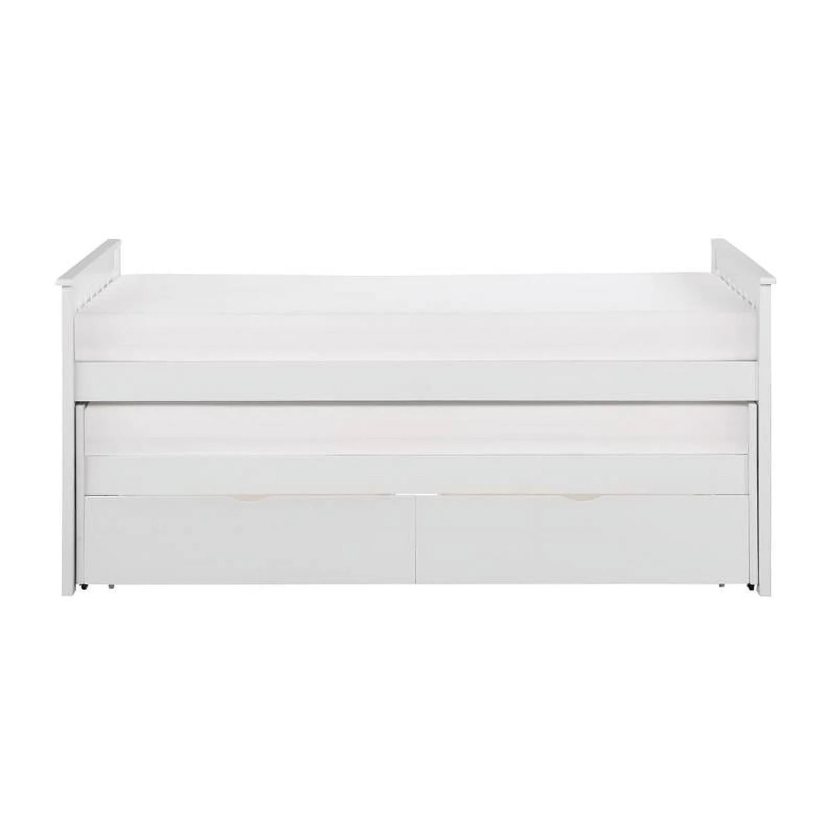 White Wood Twin Bed with Storage Boxes I500