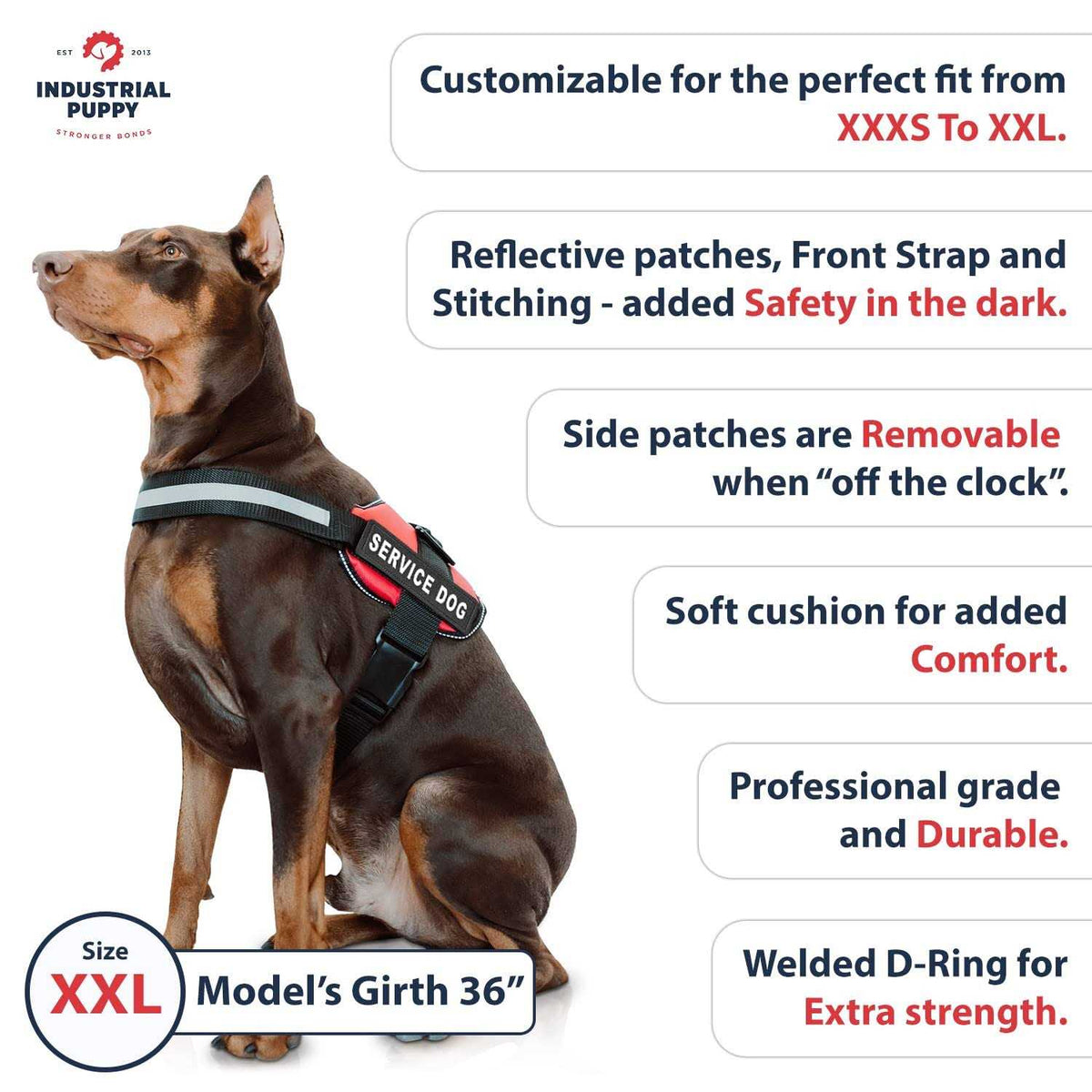 Service Dog Vest with Hook and Loop Straps and Handle Q48990