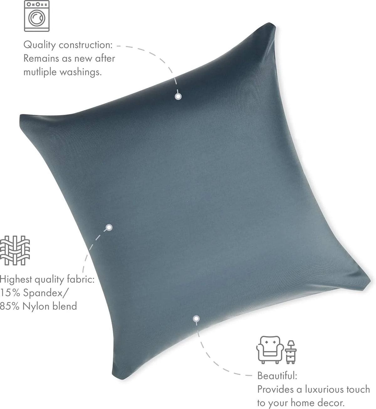 20X20 Throw Pillowcase 85/15 Nylon Spandex Dark Slate Grey K4607