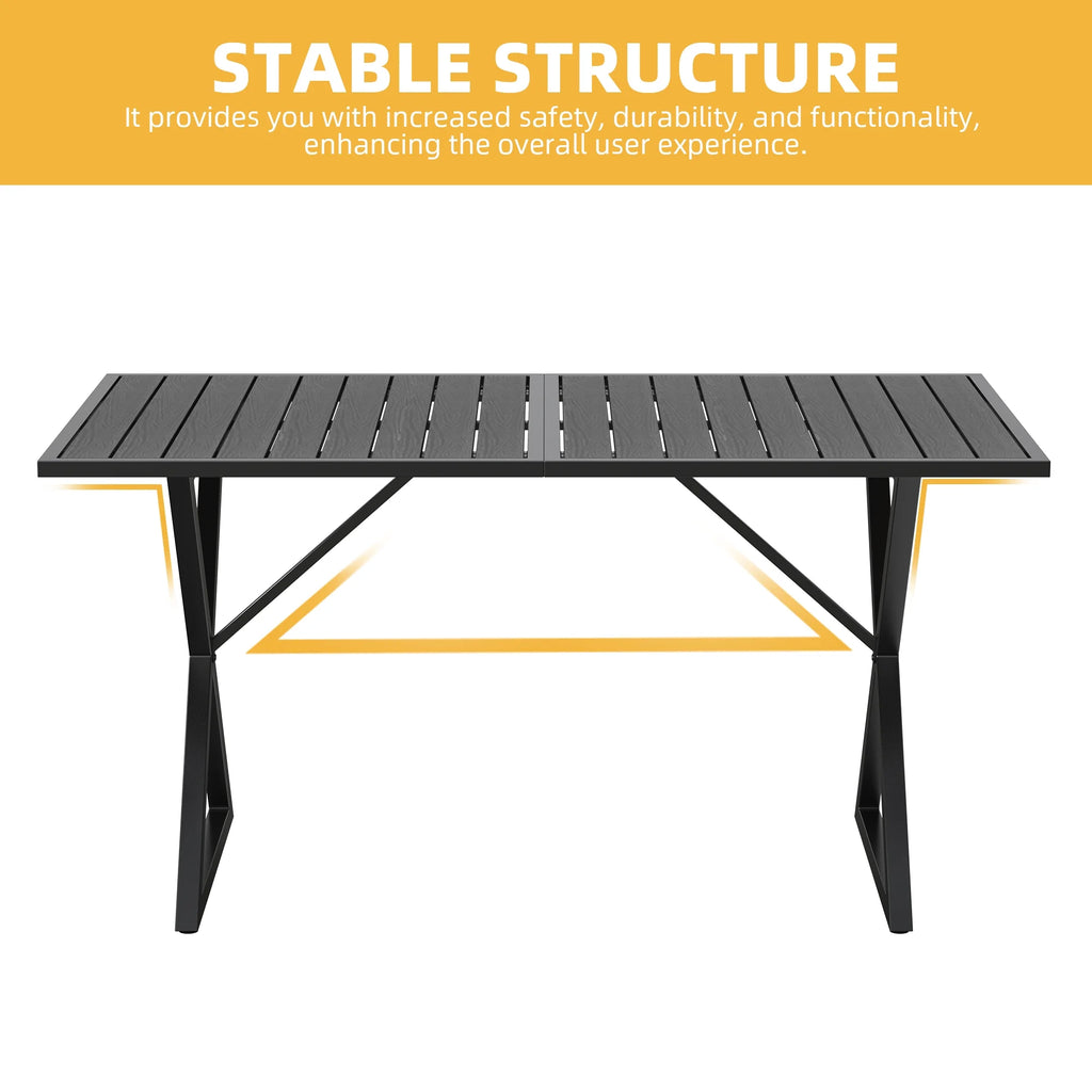 59in Black Metal Outdoor Dining Table K2120